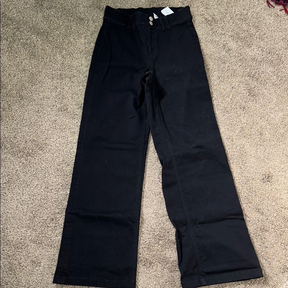 NWOT Denim & Co Black Pull on Wide-Leg Pants